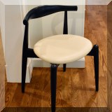 F10. 6 Carl Hansen & Sons Danish elbow chairs in navy with faux leather seats. 